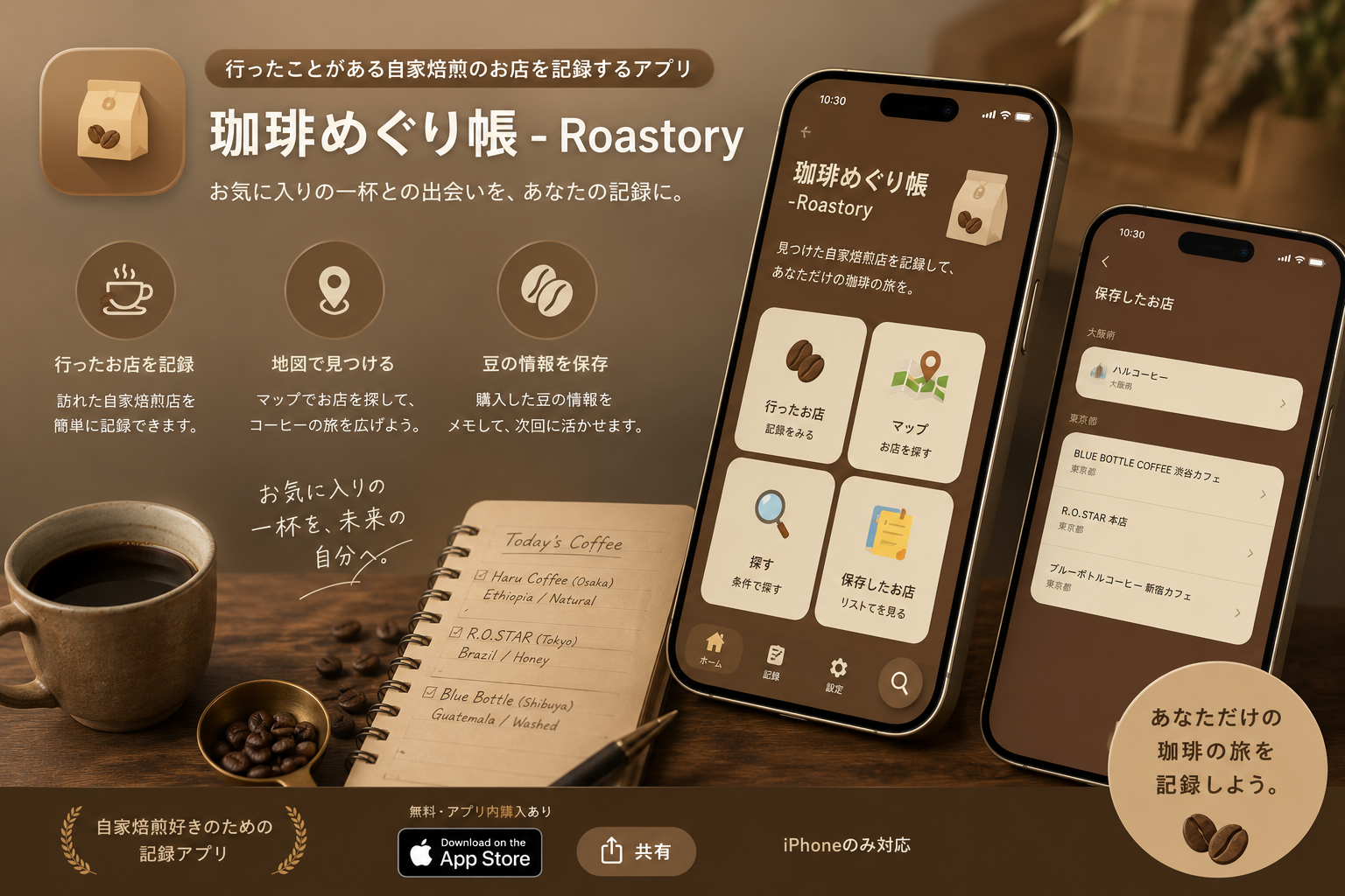 珈琲めぐり帳 Roastory - アプリのスクリーンショット